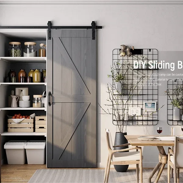 30"x84"x1-3/8" 5-lite PVC Veneered Single Sliding Barn Door DIY Ready-to-assemble kit