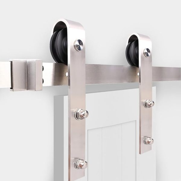 Stainless Steel J-Shape Basic Contemporary Sliding Barn Door Hardware Kit Single Door