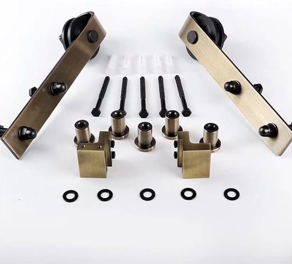 QGT Brushed Gold Barn Door Hardware Kits