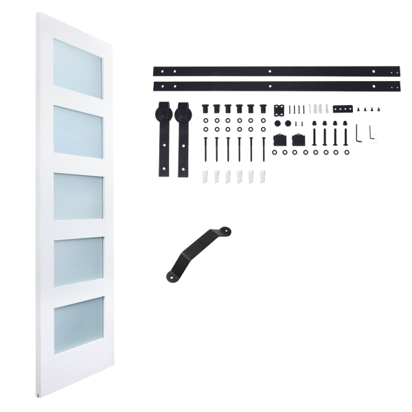 30" x 84" 5-Lite PVC Veneered Glass Door with Hardware Included