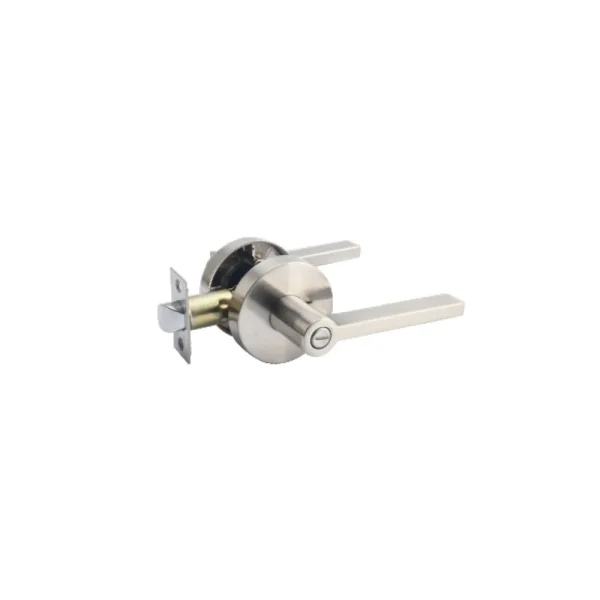 Satin Nickel Integrated Round Plate Door Lever Lockset