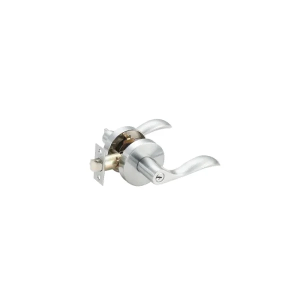 Satin Nickel Integrated Round Plate Door Lever Lockset