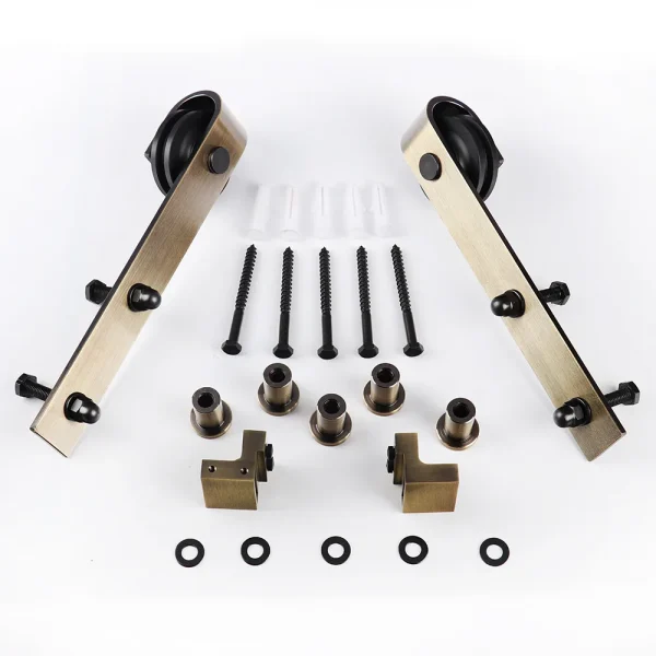 Brass Finished Barn Door Hardware Kits