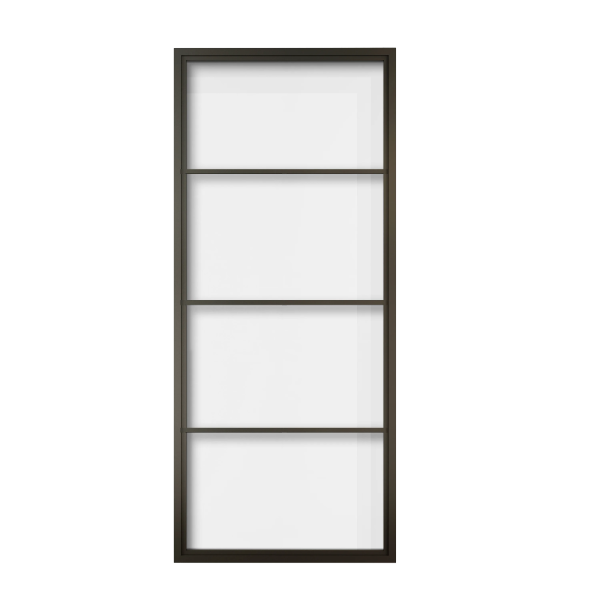 84" x 36" x 1 1/4”   4 lite clear glass metal frame door